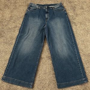 Gap high rise wide leg trouser jeans with front pleats